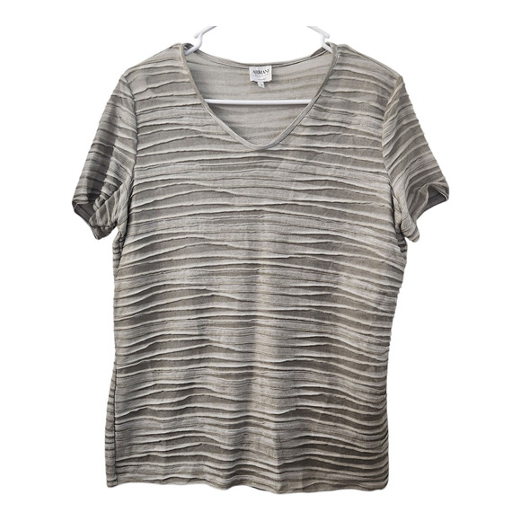 ARMANI Collezioni Textured T Shirt 14 Casual Designer Quiet Luxury Semi Sheer - Picture 1 of 8